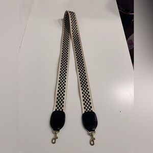 Clare V. Webbing Strap Black and Cream Checker